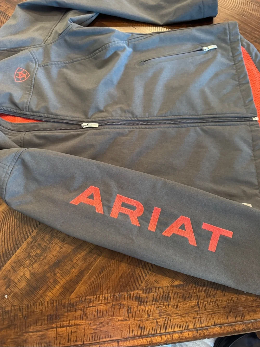 Ariat Women's Charcoal Softshell Jacket with Orange Accents - Picture 5 of 7